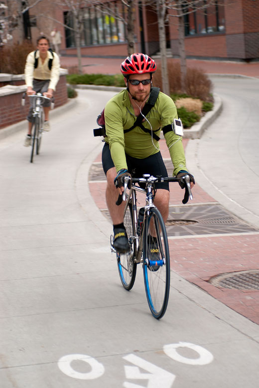 A separated bike path in Boulder